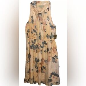 New with tags Ryegrass Women Sunkiss PeachFloral Sleeveless Tie Halter Dress S-L